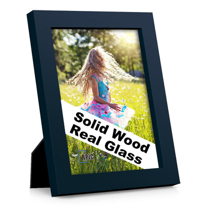 RPJC 5x7 Solid Wood Picture Frame with Real Glass Cover Black