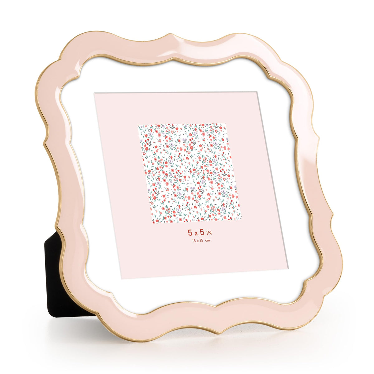 4x6 Enamel Picture Frame with HD-Tempered Glass, Display 3x5 Photo with Mat, Ornate Photo Frame with Gold Metal Edge & Velvet Back for Tabletop & Wall Mount Vertically or Horizontally Display, White