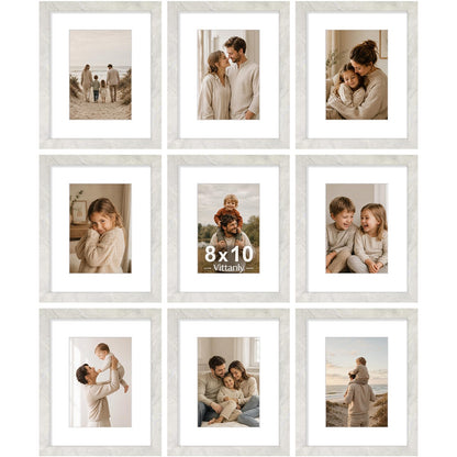 Vittanly 8x10 Picture Frames Set of 9 for Wall or Tabletop Display, Black