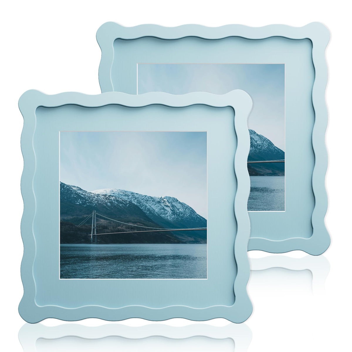 5x7 Wavy Picture Frame with 4x6 Mat, 5 x 7 Wood Frame, Real Glass