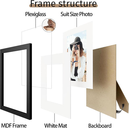 Picrit 8x10 Picture Frame Set of 12, Modern Gallery Wall Frames, Black