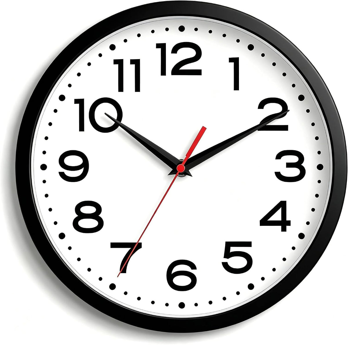 Roymnie 8 Inch Small Wall Clock, Battery Operated Silent Non Ticking Black