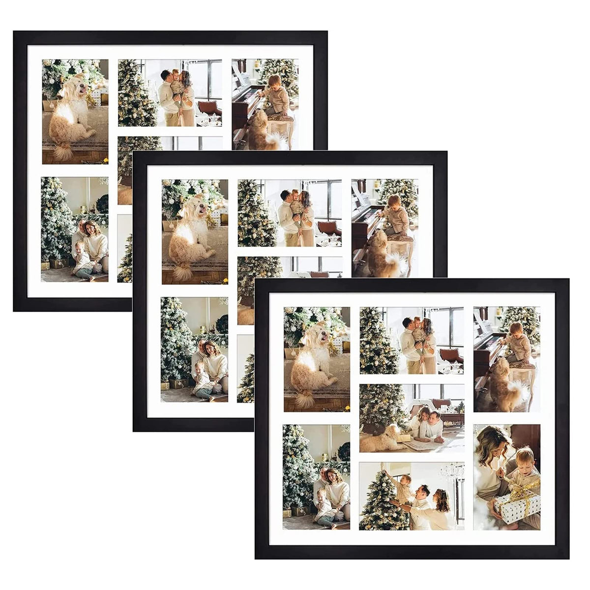 Golden State Art 9-Openings 4x6 Wood Collage Picture Frame Black