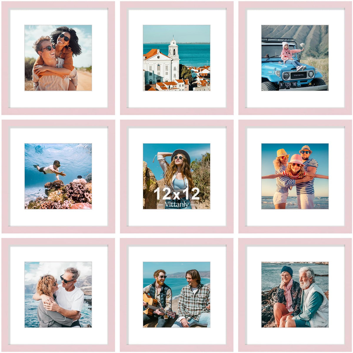 Vittanly 8x10 Picture Frames Set of 9 for Wall or Tabletop Display, Black