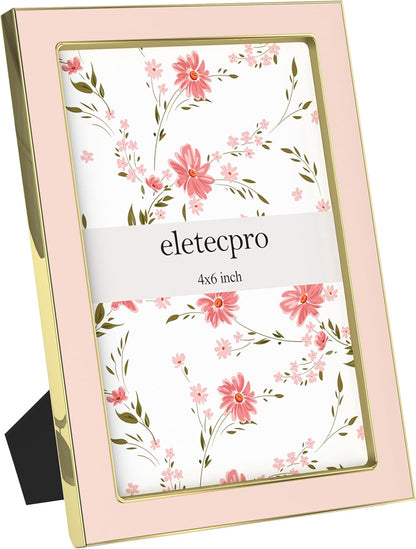 eletecpro 4x6 Enamel Picture Frame with Real Glass Cover, Pink, 1-Pack