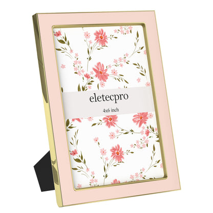 eletecpro 4x6 Enamel Picture Frame with Real Glass Cover, Pink, 1-Pack