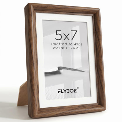 FLYJOE 11x14 Picture Frame, Solid Walnut Wood Frame with Mat for 8x10 Photo