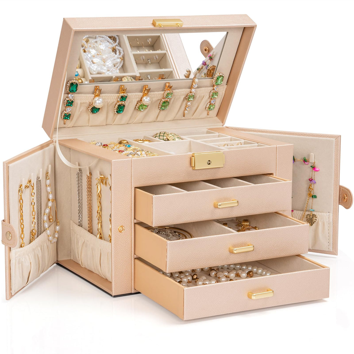 AKOZLIN 4-Tier Jewelry Box 3 Drawers Jewelry Storage Organizer for Women