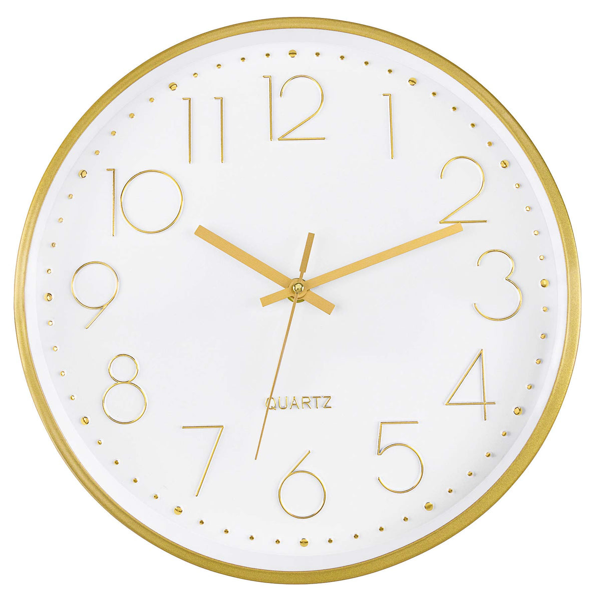 Foxtop 12" Modern Wall Clock Silent Battery Operated Clock, Green Gold