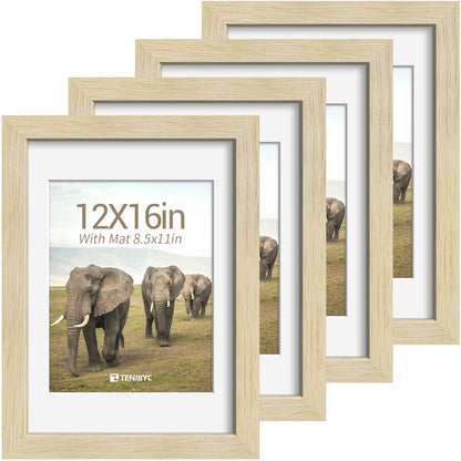 5x7 picture frame 4 Pack, 4x6 Mat, Black Wood, Glass, for Photo