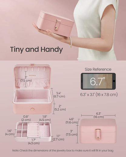 SONGMICS Travel Jewelry Organizer, 2-Layer Portable Jewelry Box Case