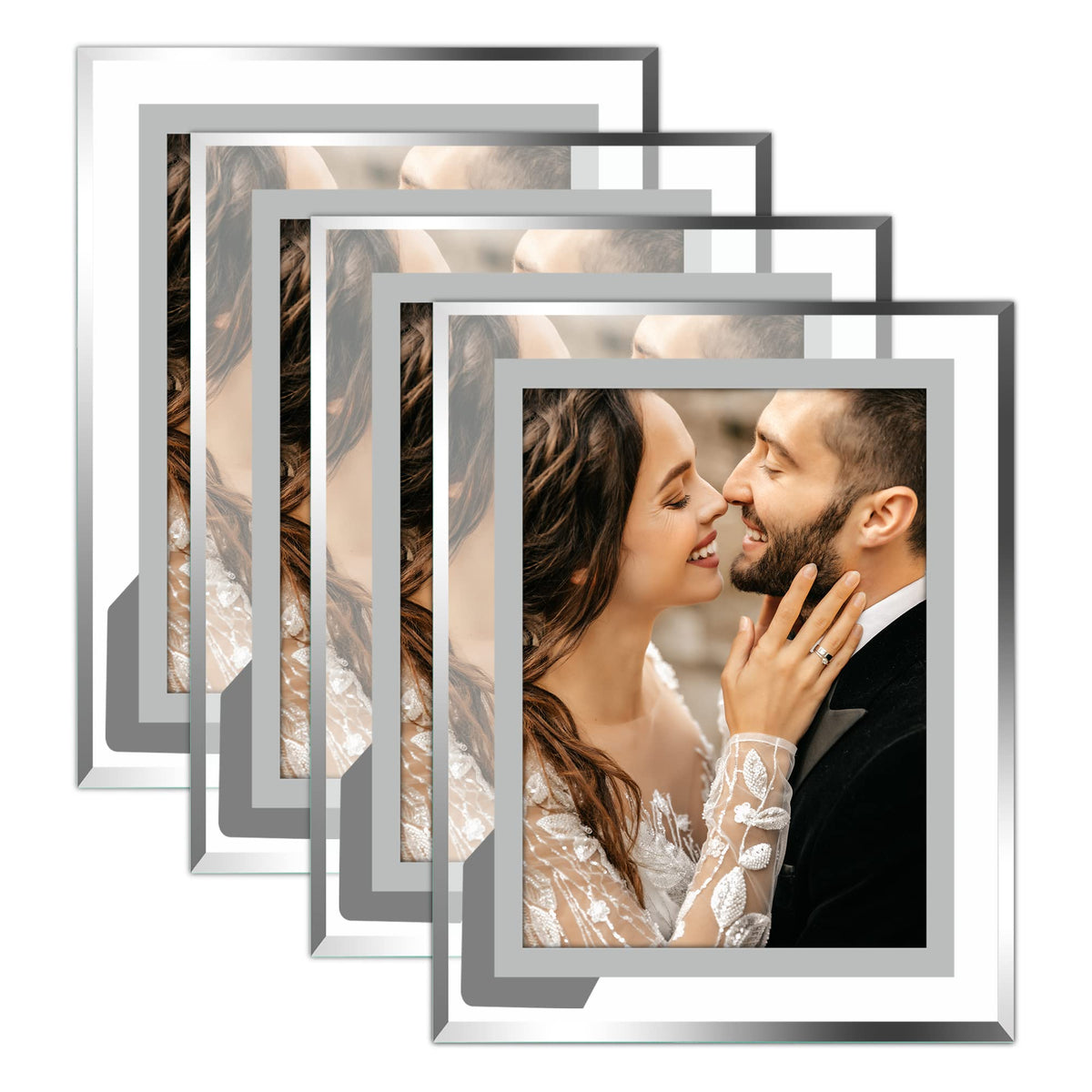 Vienrose 5x7 Picture Frame Set of 2, Clear Glass Photo Frames with Silver Edge, Horizontal or Vertical Display for Tabletop, Desk, Home, Office Decoration Fits 5x7 Photos Easy Photo Swap Gift Ready