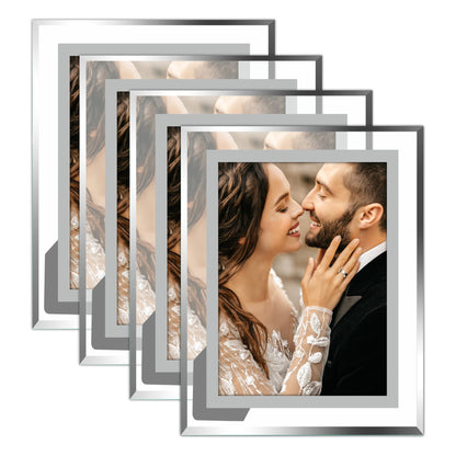 Vienrose 5x7 Picture Frame Set of 2, Clear Glass Photo Frames with Silver Edge, Horizontal or Vertical Display for Tabletop, Desk, Home, Office Decoration Fits 5x7 Photos Easy Photo Swap Gift Ready