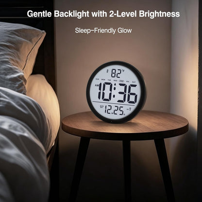 WallarGe Backlit Atomic Clock, Self-Setting Digital Wall Clock, 8"