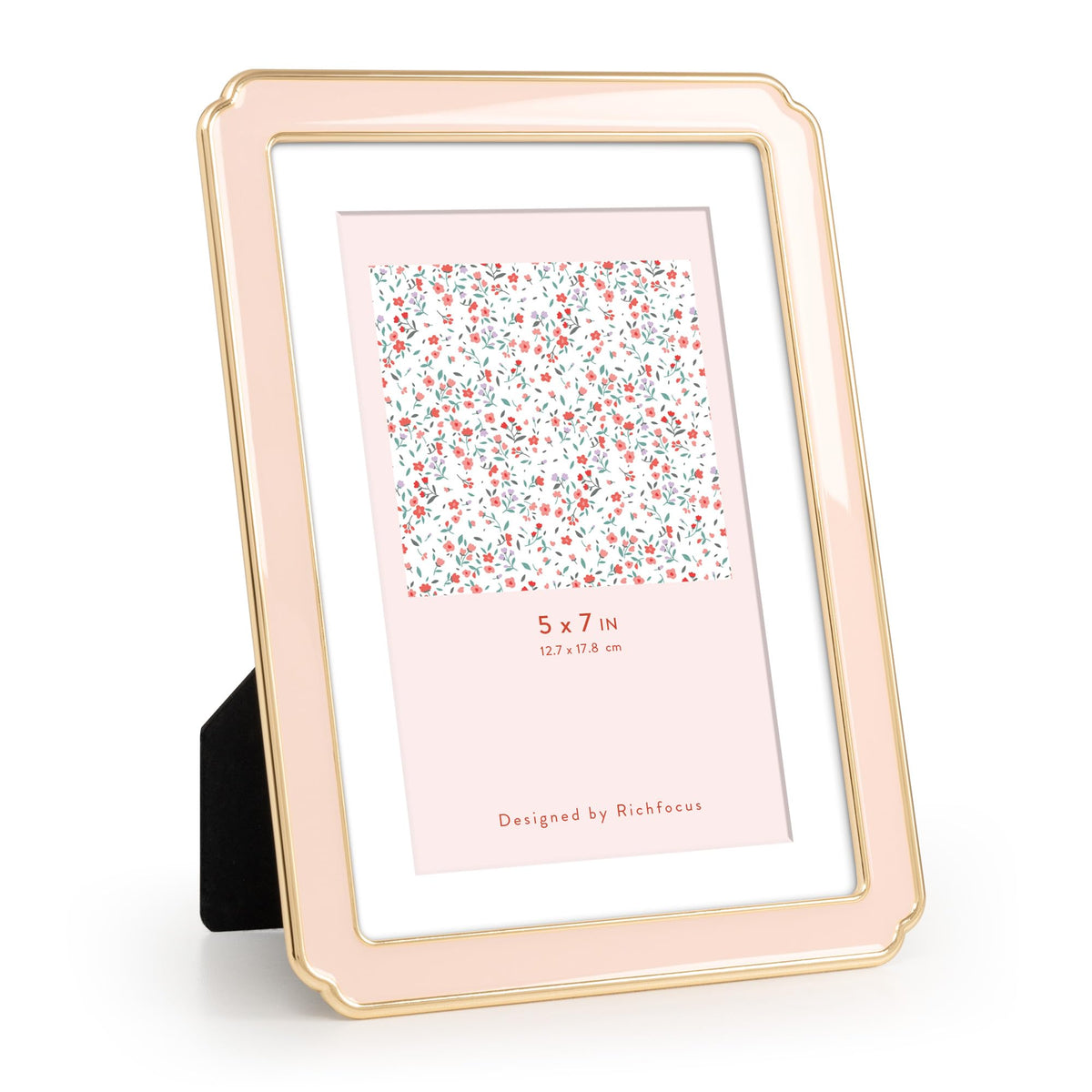 4x6 Enamel Picture Frame with HD-Tempered Glass, Display 3x5 Photo with Mat, Ornate Photo Frame with Gold Metal Edge & Velvet Back for Tabletop & Wall Mount Vertically or Horizontally Display, White