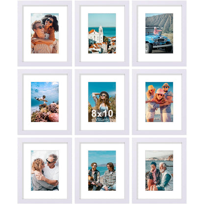 Vittanly 8x10 Picture Frames Set of 9 for Wall or Tabletop Display, Black