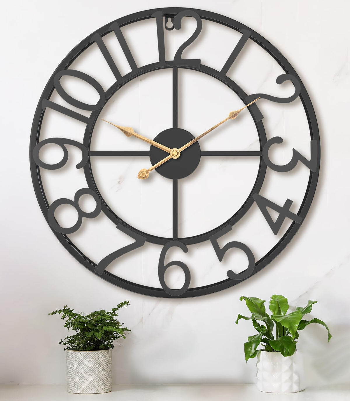 Pytha Sight 30 Inch Black Large Roman Numeral Wall Clocks for Living Room
