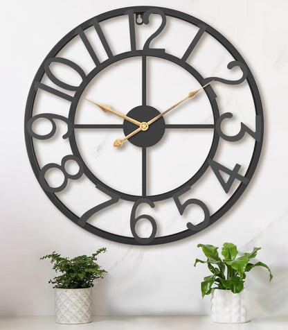 Pytha Sight 30 Inch Black Large Roman Numeral Wall Clocks for Living Room