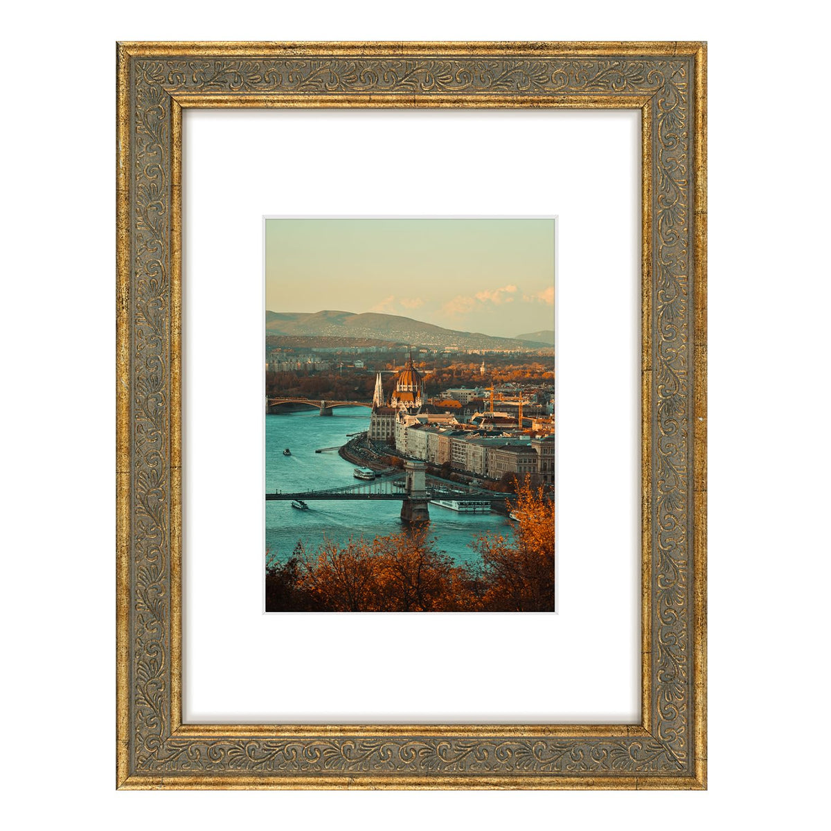Golden State Art 11x14 Bronze Photo Frame White Mat for 8x10 Real Glass