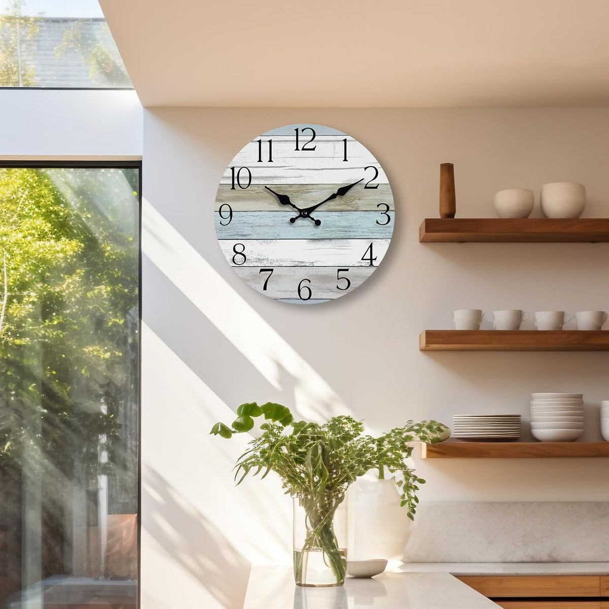 10 Inch Wall Clock, Silent Battery Operated Analog Clock, Blue