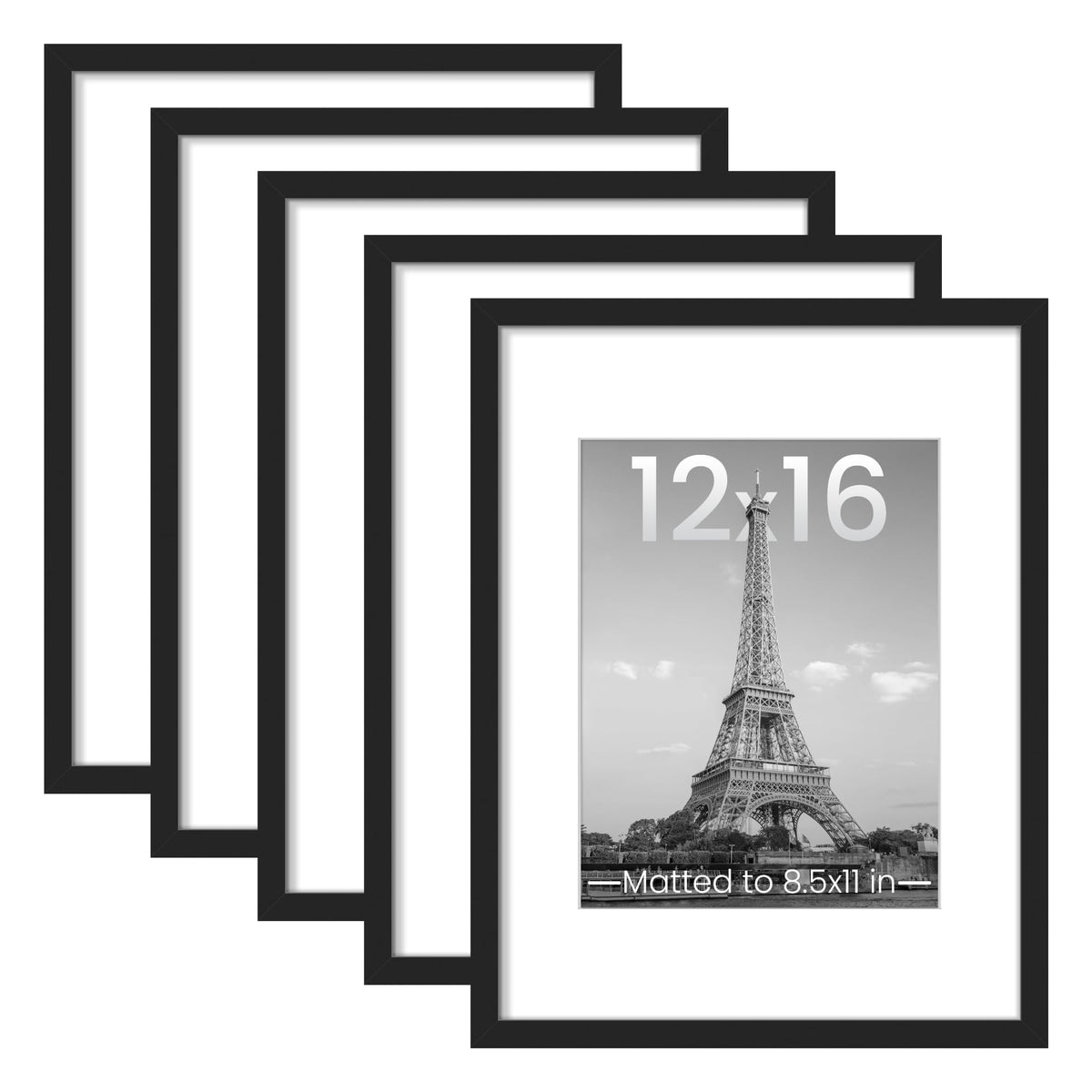 upsimples 8x10 Picture Frames, Gallery Wall Frames Set of 5, Black