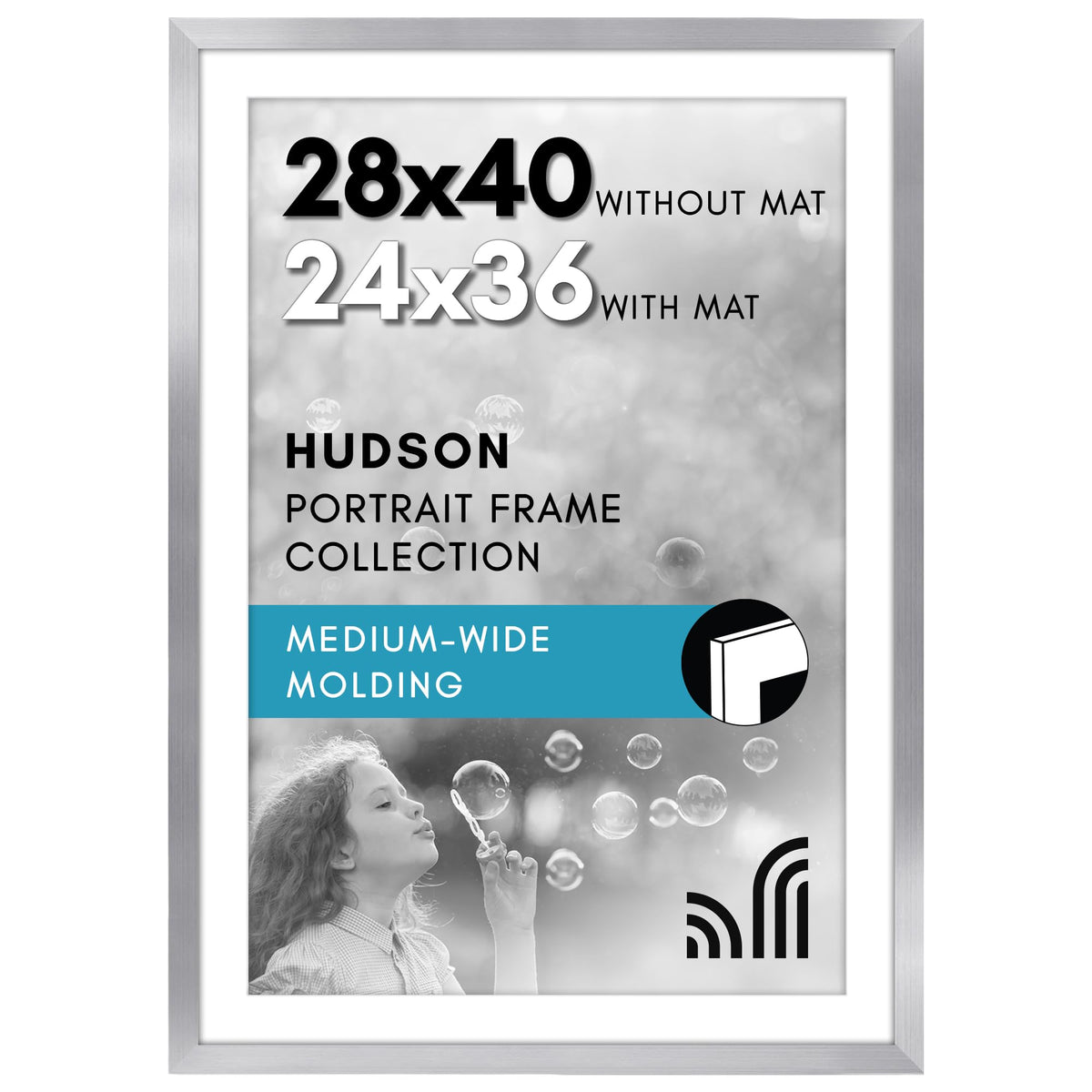 Americanflat 22x28 Poster Frame - Matted to 18x24 - Engineered Wood - Black