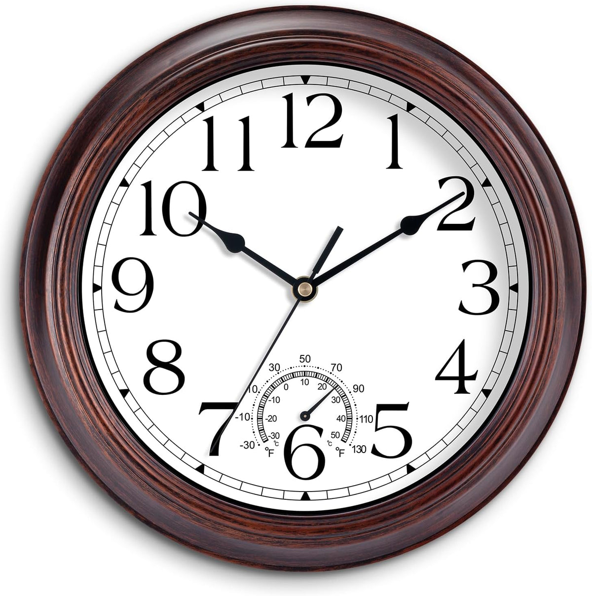 KECYET 8.5" Wall Clock with Thermometers Vintage Silent Battery Operated