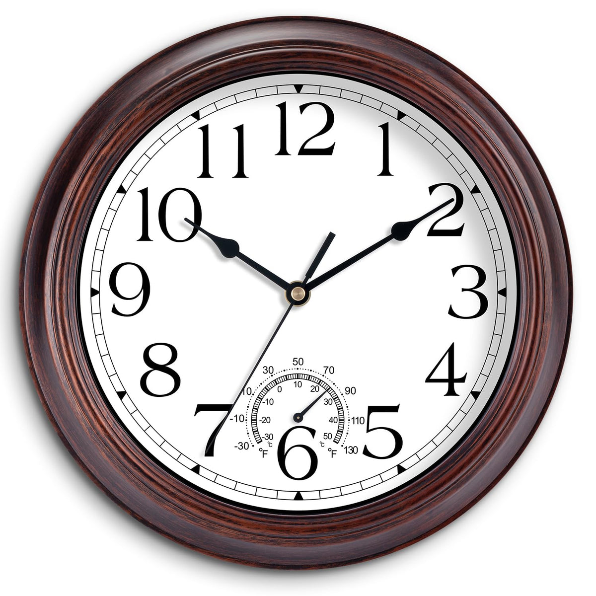 KECYET 8.5" Wall Clock with Thermometers Vintage Silent Battery Operated