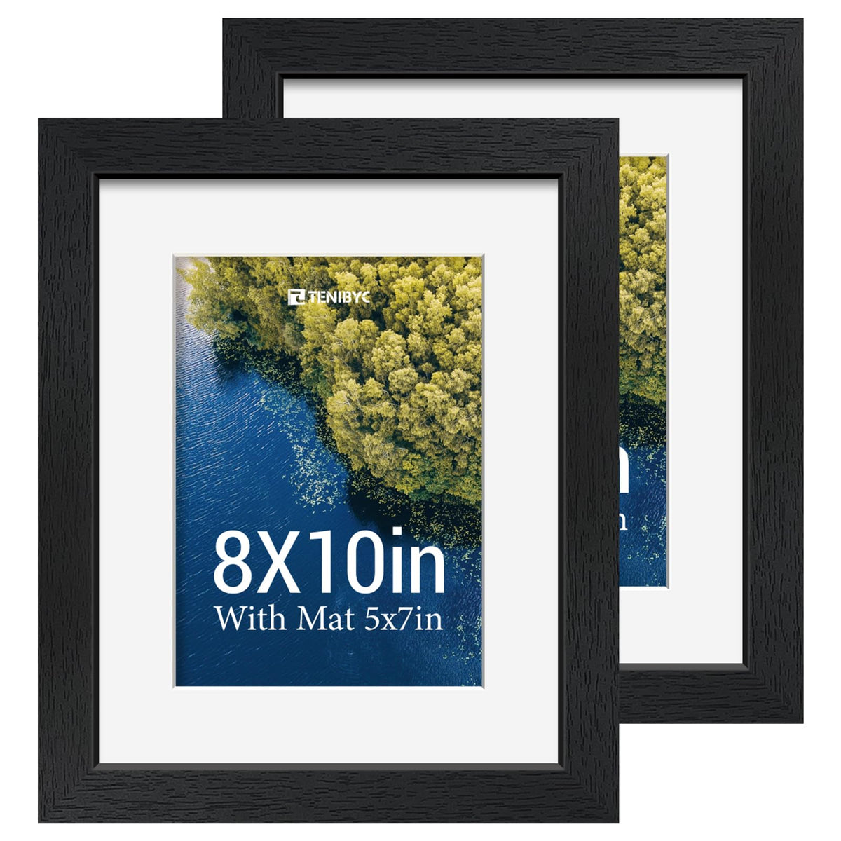 5x7 picture frame 4 Pack, 4x6 Mat, Black Wood, Glass, for Photo