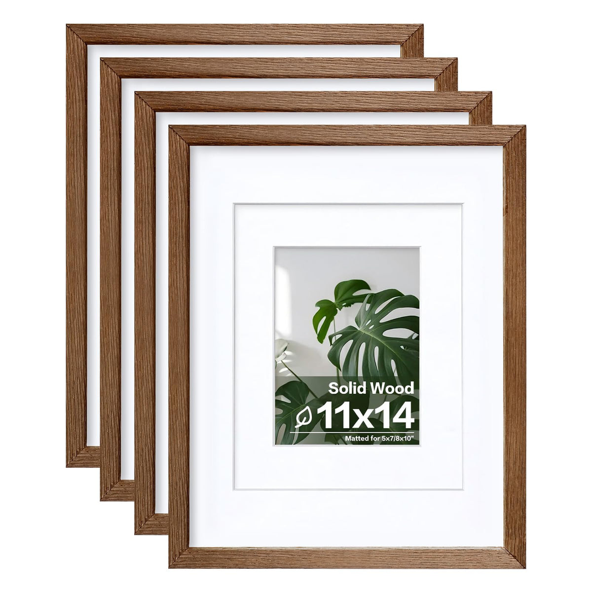 Egofine 8x10 Picture Frames Set of 4, Made of Solid Wood Covered by Plexiglass 4x6 and 5x7 with Mat or 8x10 without Mat, for Table Top Display and Wall Mounting Photo Frame White