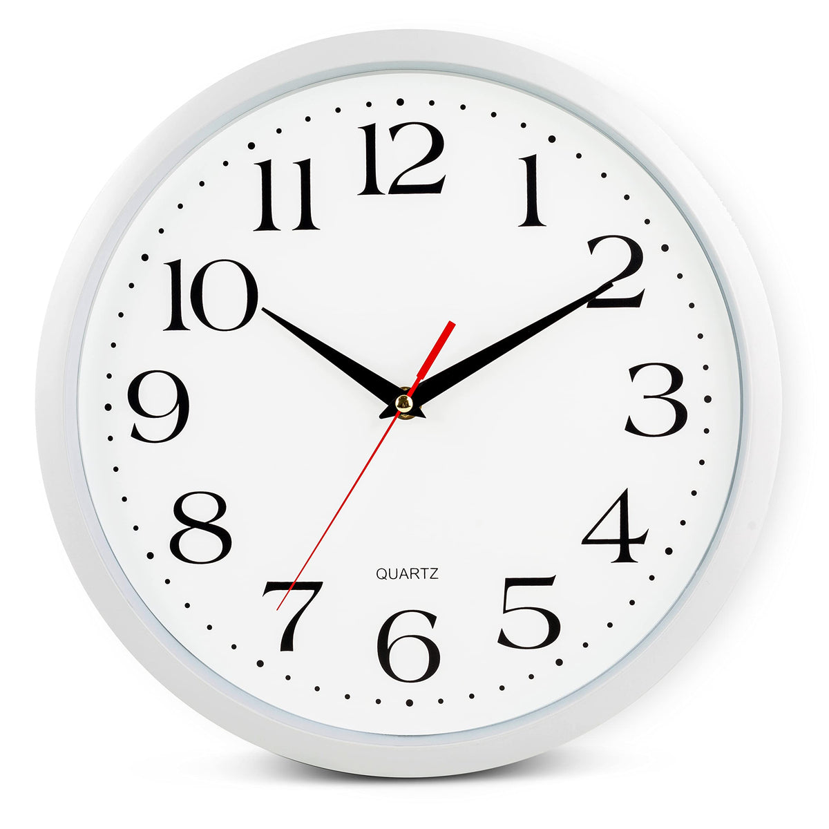 Bernhard Products White Wall Clock Silent Non Ticking 10 Inch Quality Quartz Battery Operated Round Easy to Read Home/Kitchen/Office/Classroom/School Clocks