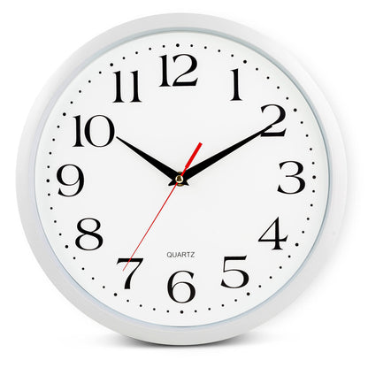 Bernhard Products White Wall Clock Silent Non Ticking 10 Inch Quality Quartz Battery Operated Round Easy to Read Home/Kitchen/Office/Classroom/School Clocks