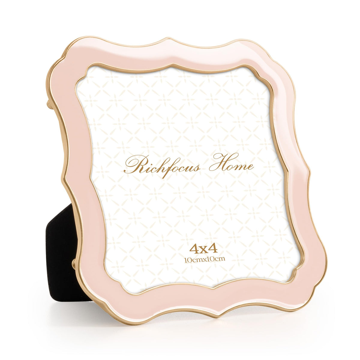 4x6 Enamel Picture Frame with HD-Tempered Glass, Display 3x5 Photo with Mat, Ornate Photo Frame with Gold Metal Edge & Velvet Back for Tabletop & Wall Mount Vertically or Horizontally Display, White