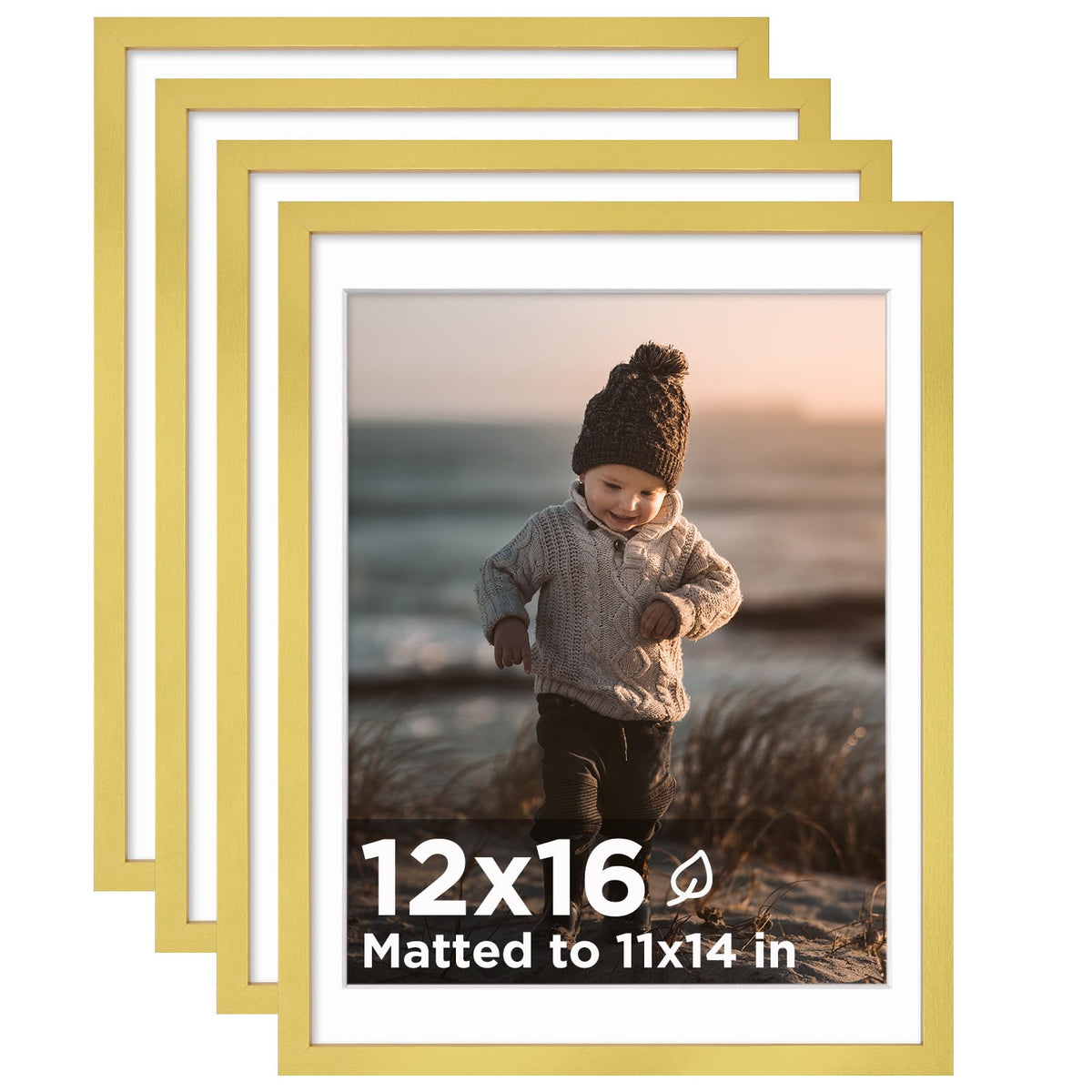 KINLINK 5x7 Picture Frame White Set of 4, Wooden Photo Frames Matted 4x6 with Plexiglass for 4x6 with Mat or 5x7 without Mat for Table and Wall Display