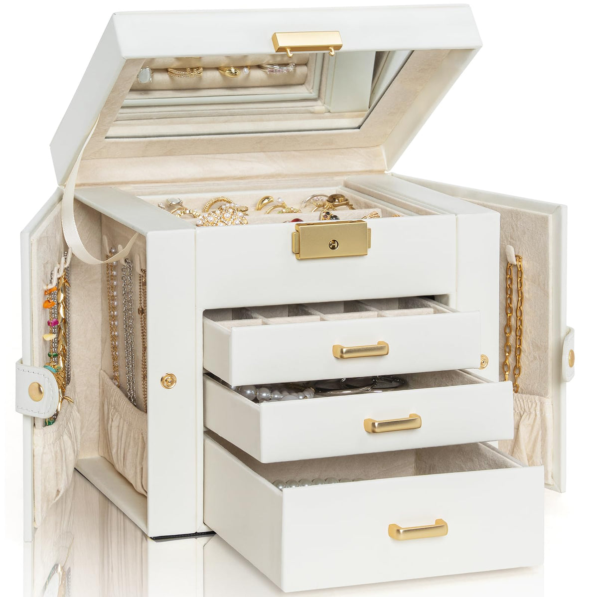 AKOZLIN 4-Tier Jewelry Box 3 Drawers Jewelry Storage Organizer for Women