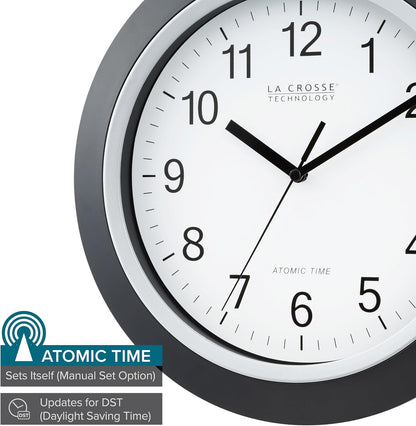 La Crosse Technology WT-3129B 12 Inch Atomic Analog Wall Clock, Pack of 1, Black