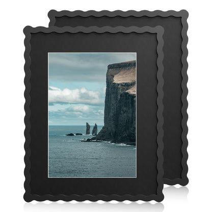 5x7 Wavy Picture Frame with 4x6 Mat, 5 x 7 Wood Frame, Real Glass