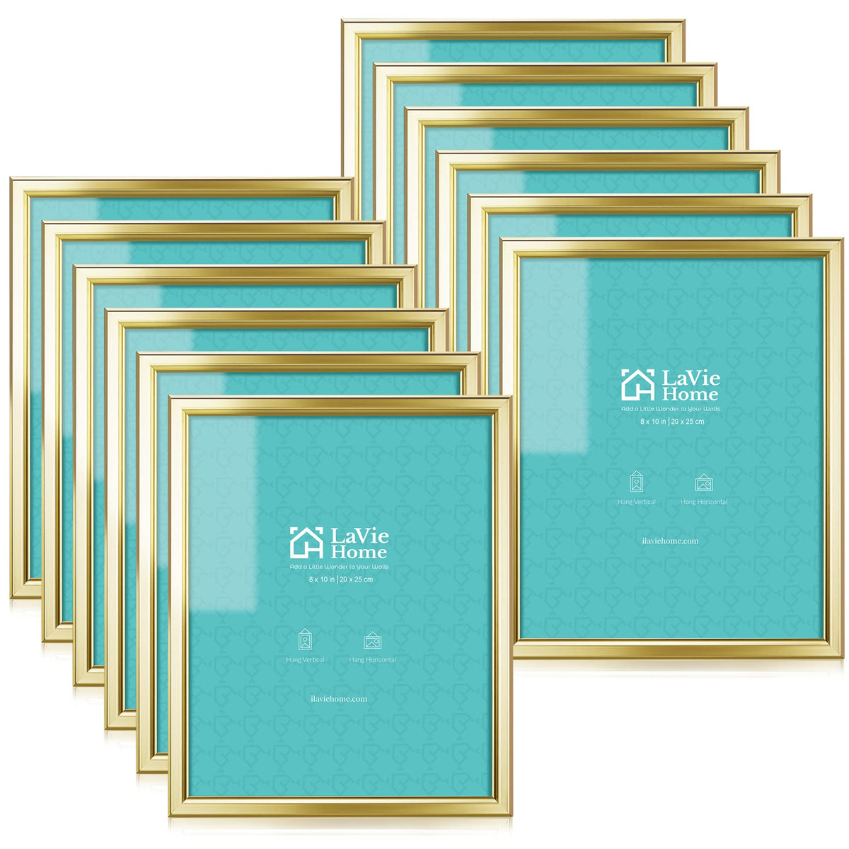 LaVie Home 4x6 Picture Frames (12 Pack, Gold) Simple Designed Photo Frame with High Definition Glass for Wall Mount & Table Top Display, Set of 12 Classic Collection