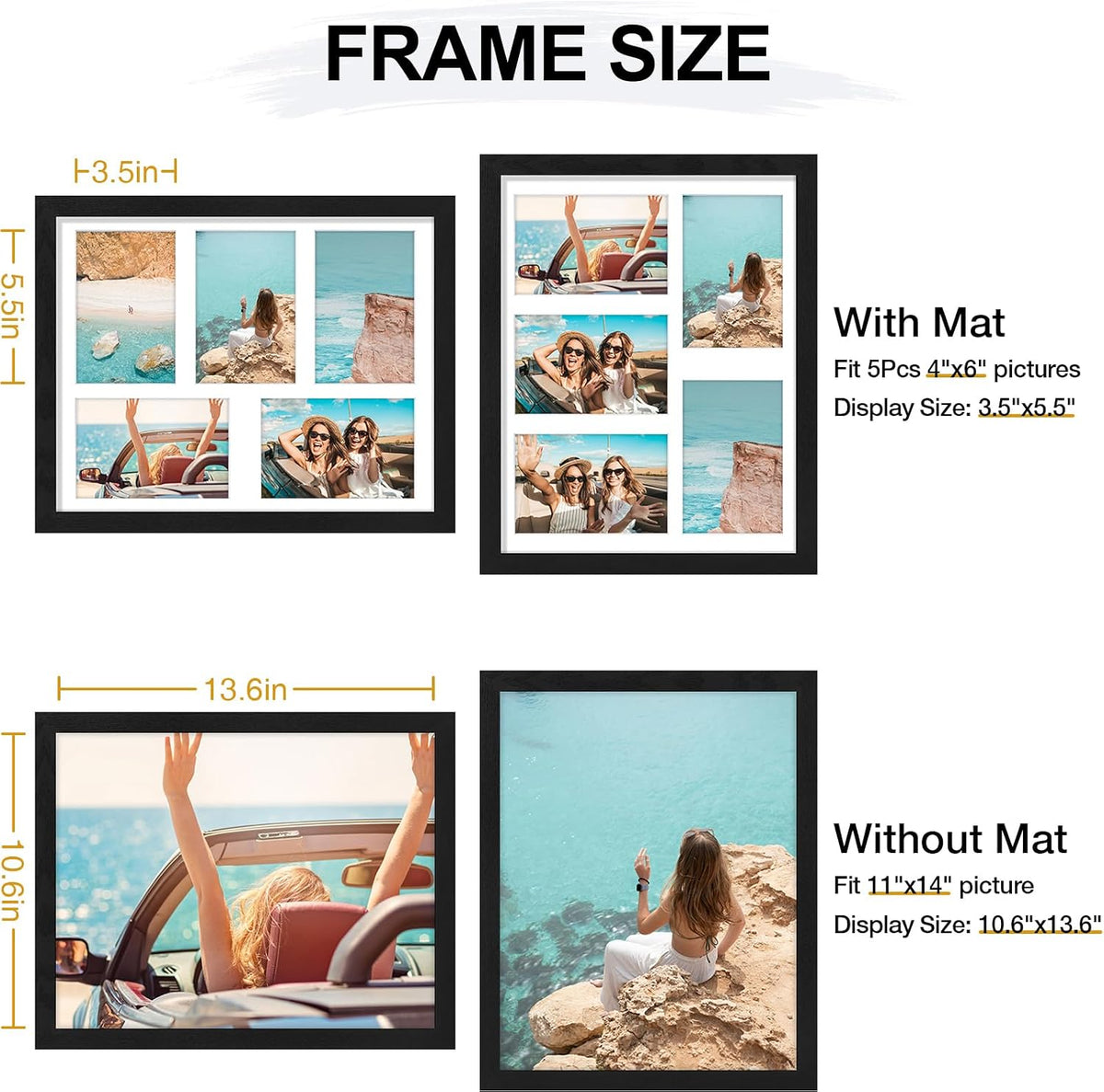Vittanly 11x14 Collage Picture Frame for Wall Mounting, Black