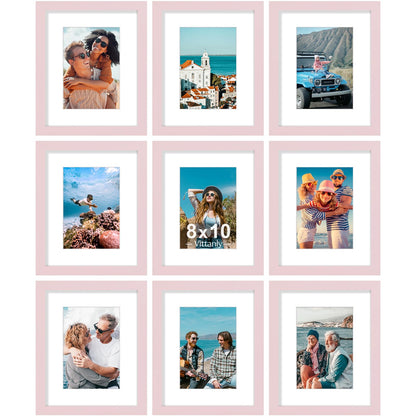 Vittanly 8x10 Picture Frames Set of 9 for Wall or Tabletop Display, Black