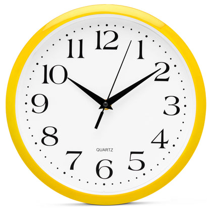 Bernhard Products White Wall Clock Silent Non Ticking 10 Inch Quality Quartz Battery Operated Round Easy to Read Home/Kitchen/Office/Classroom/School Clocks