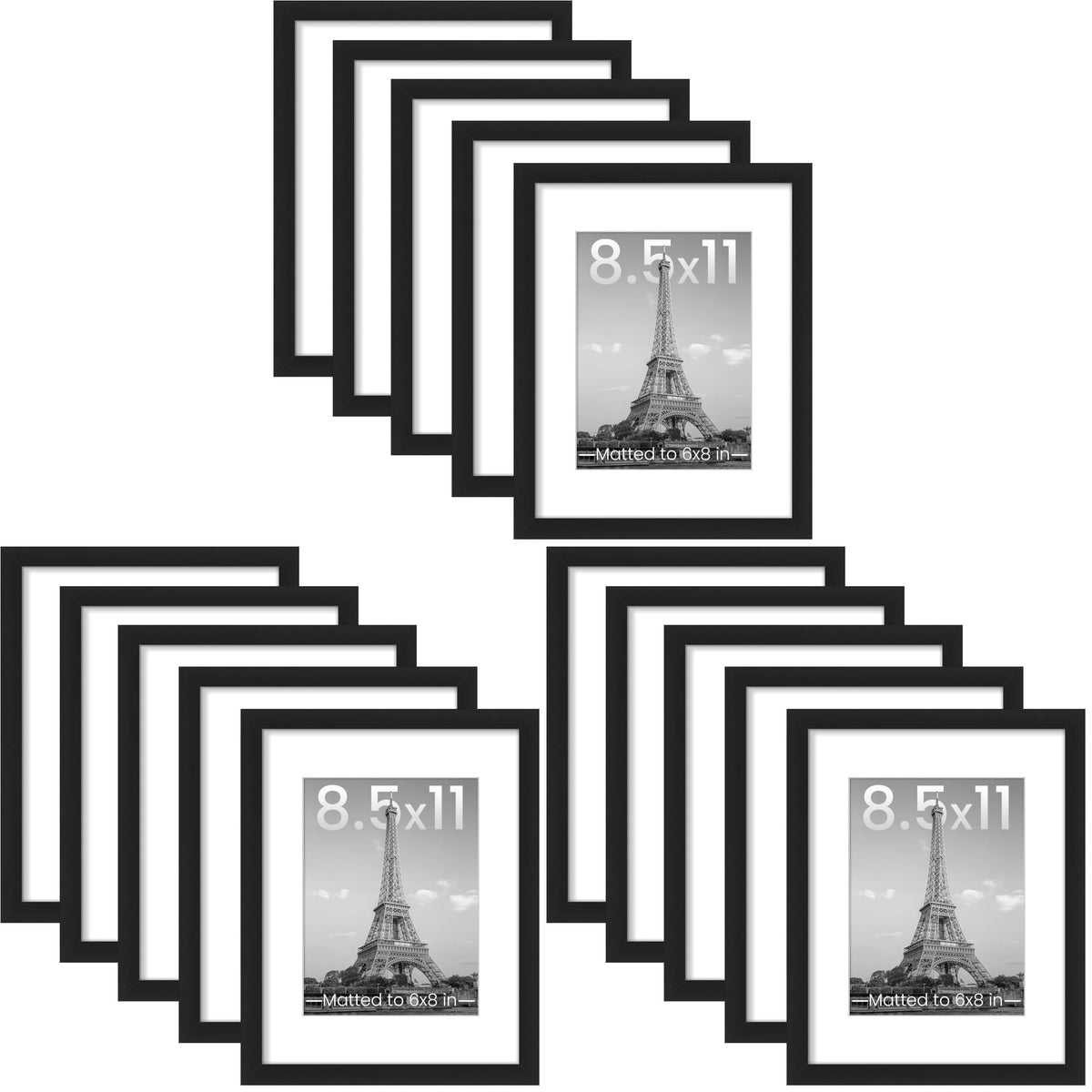 upsimples 8x10 Picture Frames, Gallery Wall Frames Set of 5, Black
