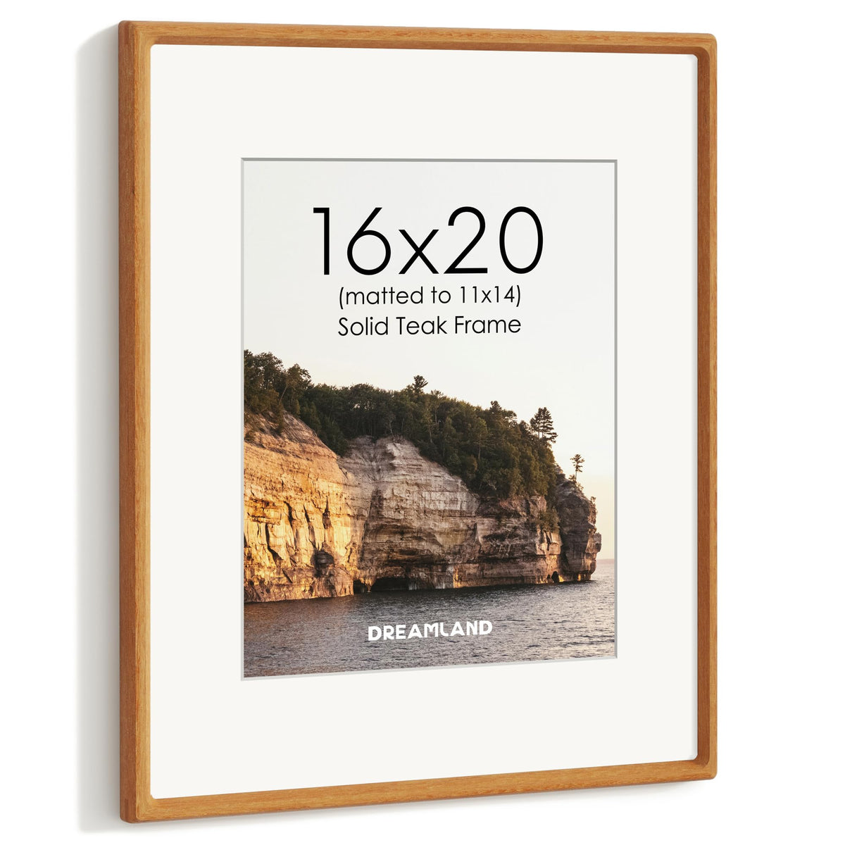 Dreamland 8x10 Picture Frame, USA-Sourced Oak Wood Photo Frames with HD Tempered Glass, 8 x 10 Wooden Frame Matted to 5 x 7, 8x10 Frames Handcrafted Rounded Corner for Tabletop or Wall Display