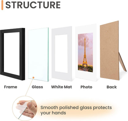 upsimples 11x14 Picture Frame, Gallery Glass Photo Frames Set of 3, Black