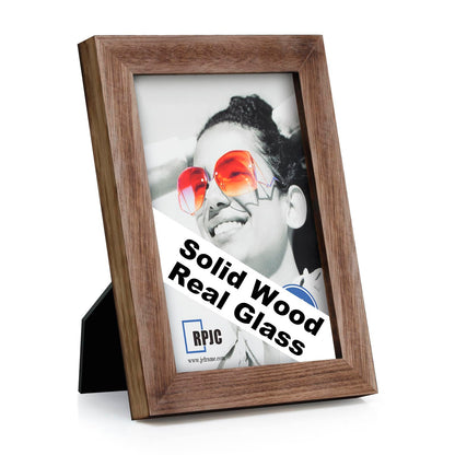 RPJC 5x7 Solid Wood Picture Frame with Real Glass Cover Black