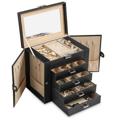 Frebeauty 6-Layer Jewelry Box for Women,Large Jewelry Organizer with Drawer