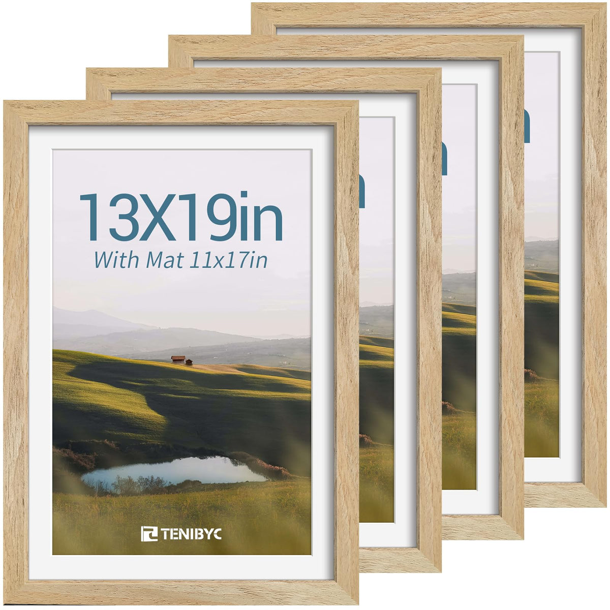 5x7 picture frame 4 Pack, 4x6 Mat, Black Wood, Glass, for Photo