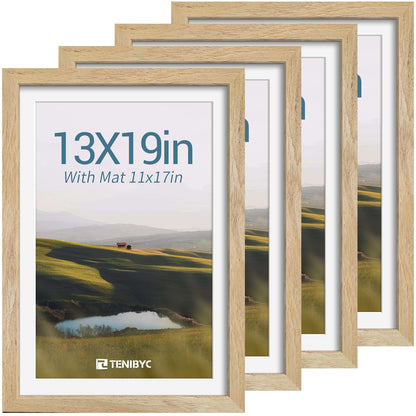 5x7 picture frame 4 Pack, 4x6 Mat, Black Wood, Glass, for Photo
