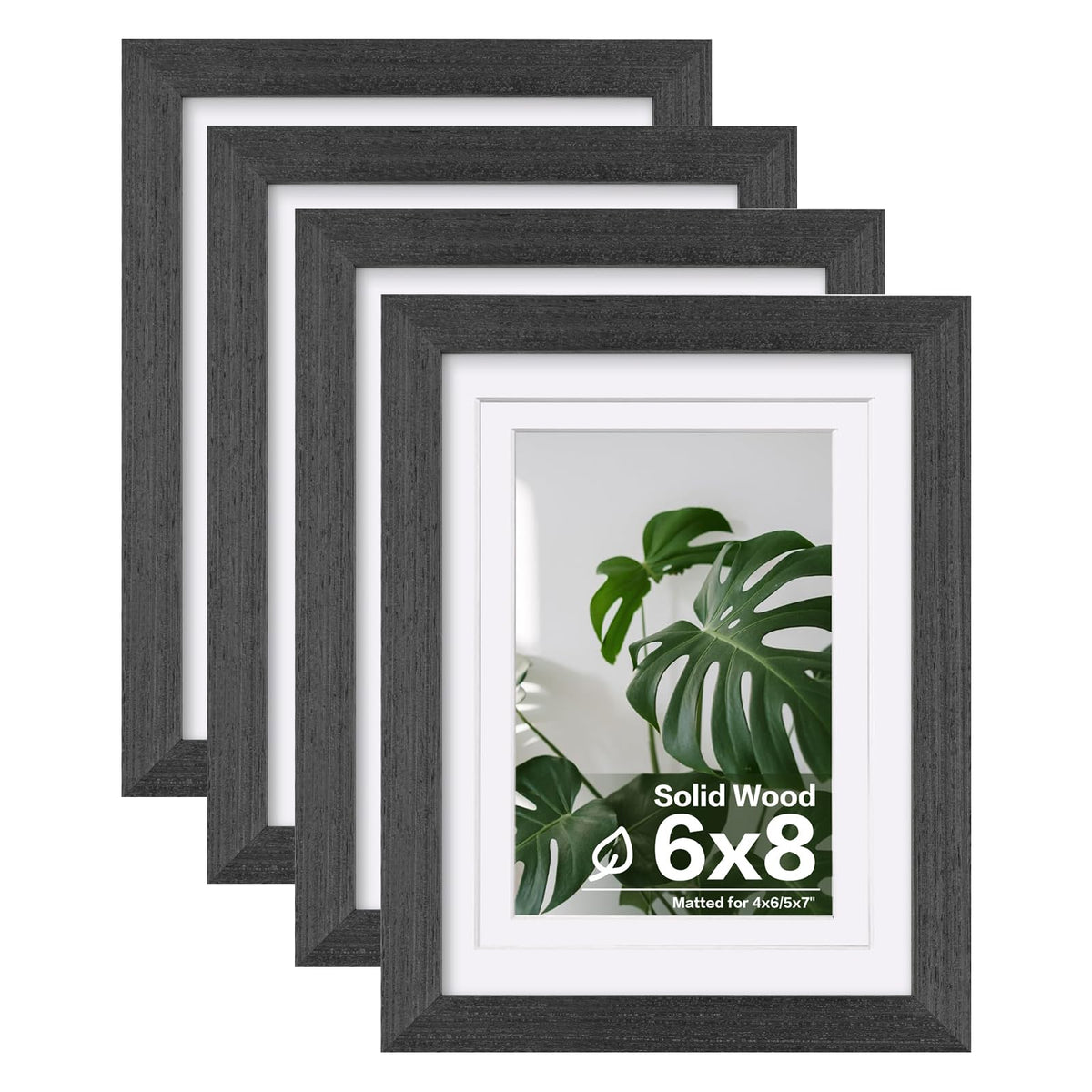 Egofine 8x10 Picture Frames Set of 4, Made of Solid Wood Covered by Plexiglass 4x6 and 5x7 with Mat or 8x10 without Mat, for Table Top Display and Wall Mounting Photo Frame White