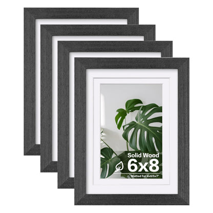 Egofine 8x10 Picture Frames Set of 4, Made of Solid Wood Covered by Plexiglass 4x6 and 5x7 with Mat or 8x10 without Mat, for Table Top Display and Wall Mounting Photo Frame White